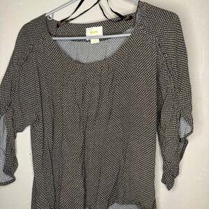 Maeve Anthropologie Brown Polka Dot Blouse Shirt